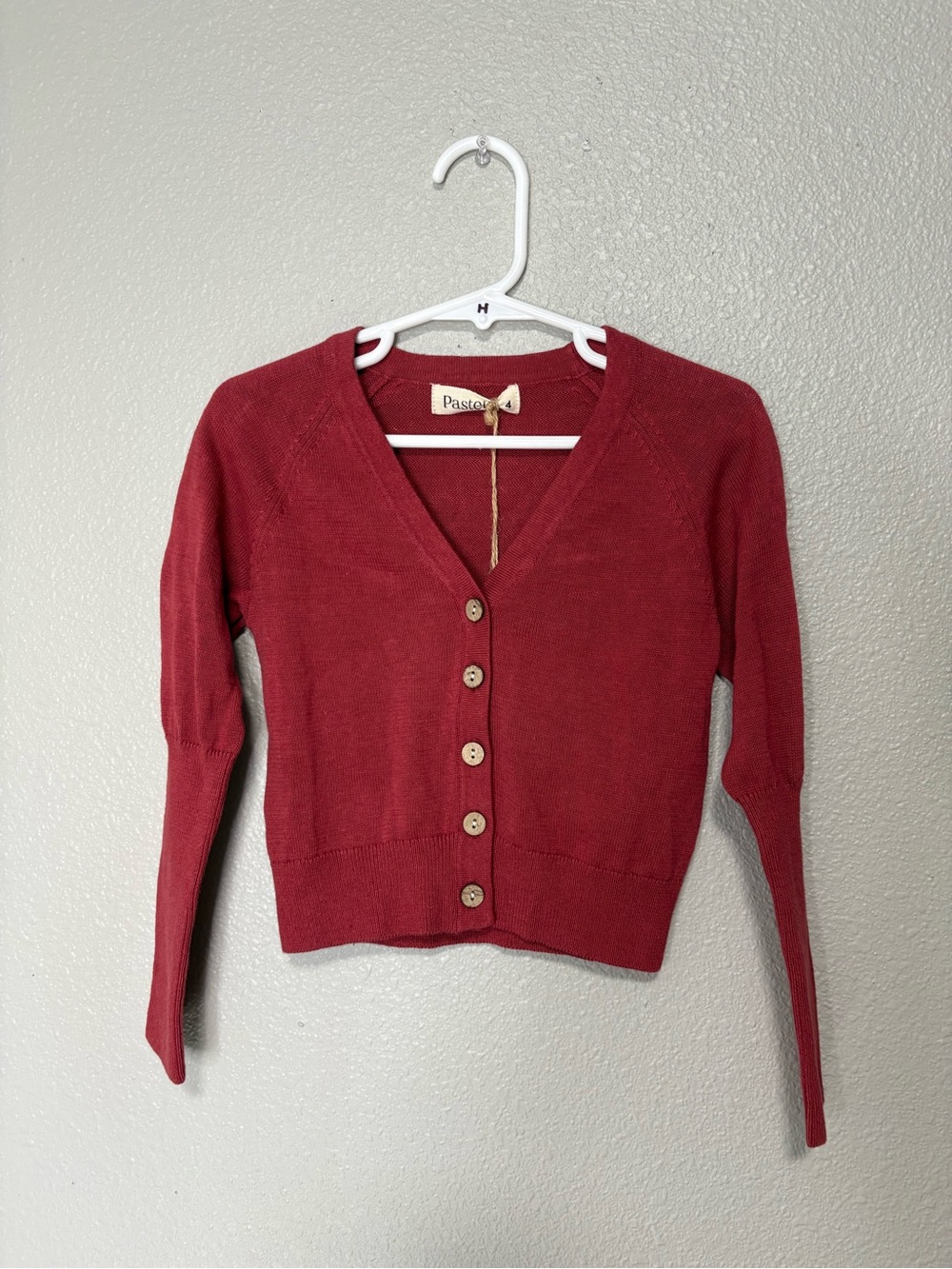 Pastel Button-Front Cardigan – “Sherbet” Maroon | NWT Size 4